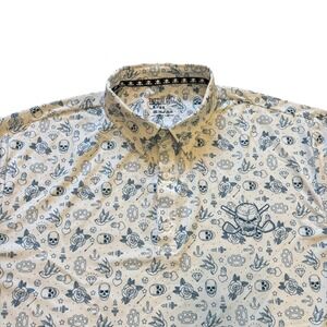 Tattoo Golf Performance XL Polo Shirt Skull‎ Rose Tattoo Print Golfing